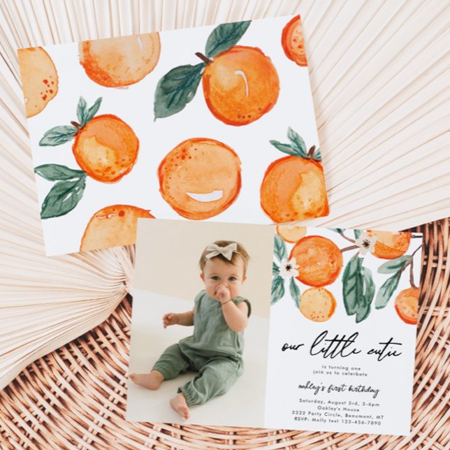 Little Cutie Clementine Photo Birthday-inbjudan Inbjudningar (Skapare uppladdad)