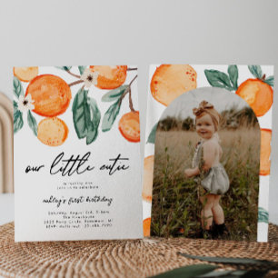 Little Cutie Clementine Photo Birthday-inbjudan Inbjudningar