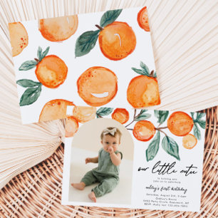 Little Cutie Clementine Photo Birthday-inbjudan Inbjudningar
