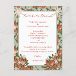 Little Cutie Clementine Sage | Citrus Birth Meddelande Vykort