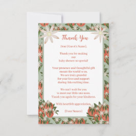 Little Cutie Clementine Sage Neutralt Baby Shower Tack Kort