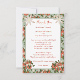 Little Cutie Clementine Sage Neutralt Baby Shower Tack Kort
