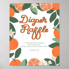 Little Cutie Diaper Raffle Sign - Clementine Citru Poster