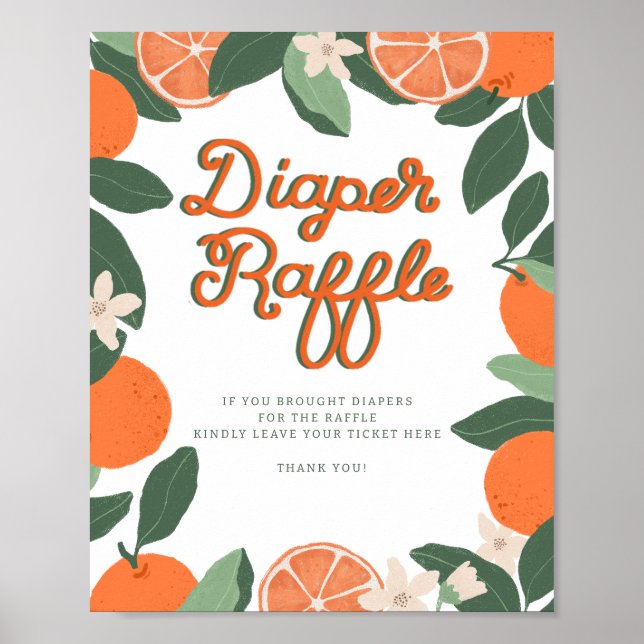 Little Cutie Diaper Raffle Sign - Clementine Citru Poster (Framsidan)