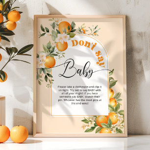 Little cutie Dont säger att baby babyduschspel Pos Poster