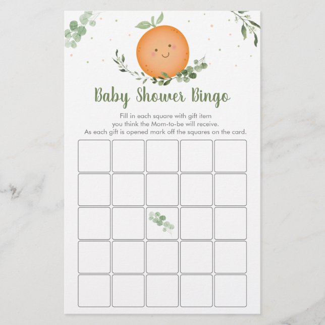 Little Cutie Greenery Baby Shower Bingo Game (Framsida)