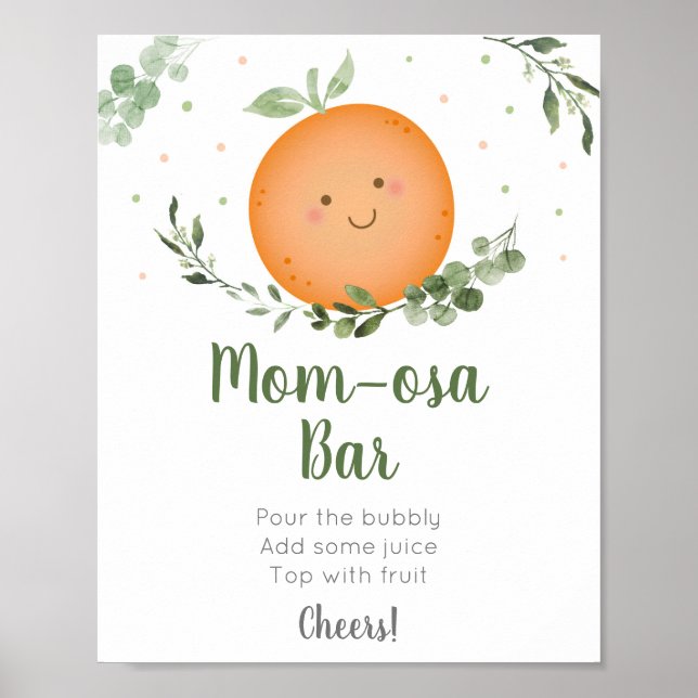 Little Cutie Greenery Baby Shower Mamma-osa Pub Poster (Framsidan)