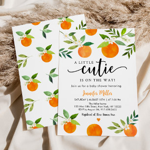 Little Cutie Greenery Blommigt Baby Shower Inbjudningar