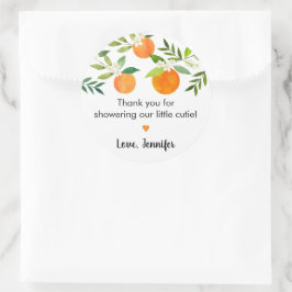 Little Cutie Greenery Blommigt Baby Shower Runt Klistermärke