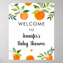 Little Cutie Greenery Blommigt Baby Shower Välkomm Poster