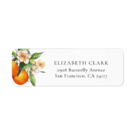 Little Cutie Greenery Citrus Orange Baby Shower Returadress Etikett