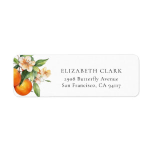 Little Cutie Greenery Citrus Orange Baby Shower Returadress Etikett