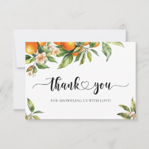 Little Cutie Greenery Citrus Orange Baby Shower Tack Kort