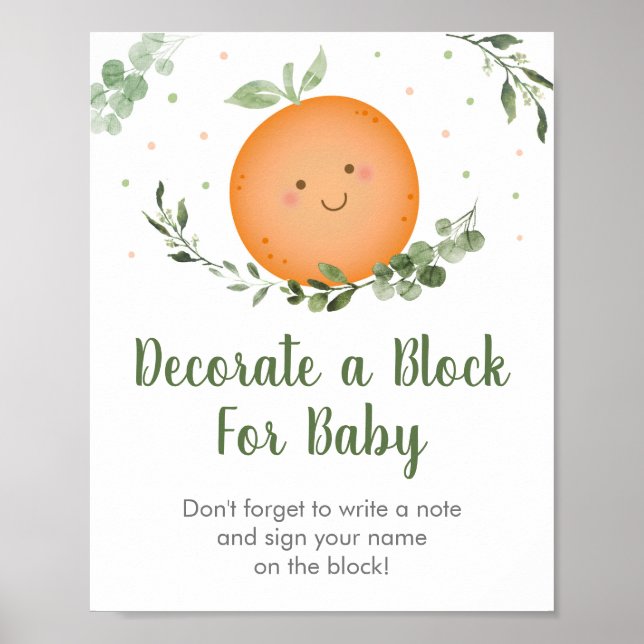 Little Cutie Greenery Decorate a Block Sign Poster (Framsidan)