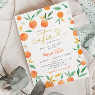 Little Cutie Greenery Guld Baby Shower Inbjudningar