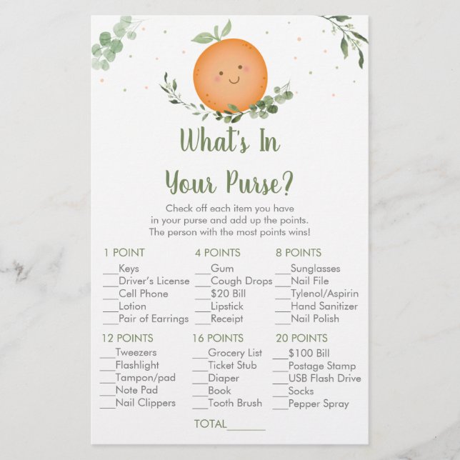 Little Cutie Greenery What's in your Purse Game (Framsida)