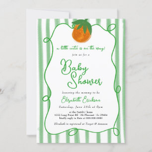 Little Cutie Hand-dragen Citrus Orange Baby Shower Inbjudningar