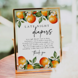 Little Cutie Late Night Diaper Baby Shower Game Poster