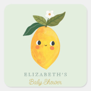 Little Cutie Lemon Baby Shower Fyrkantigt Klistermärke