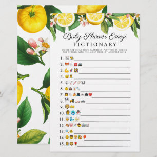 Little Cutie Lemon Citrus Baby Shower Emoji Game