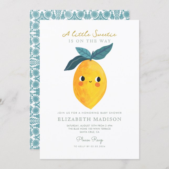 Little Cutie Lemon Citrus Baby Shower-inbjudan Inbjudningar (Skapare uppladdad)