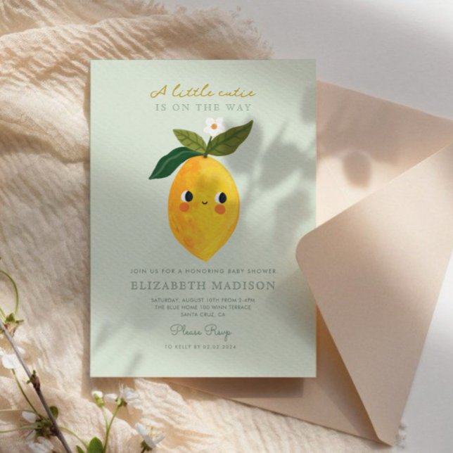Little Cutie Lemon Citrus Baby Shower-inbjudan Inbjudningar (Skapare uppladdad)