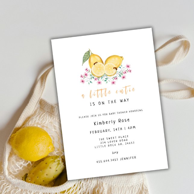 Little Cutie Lemon Citrus Baby Shower Inbjudningar (Little Cutie Lemon Citrus Baby Shower Invitation)