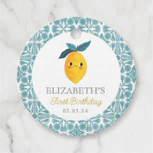 Little Cutie Lemon Citrus Birthday Gåvor Etiketter