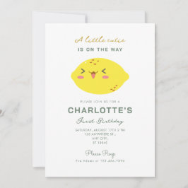 Little Cutie Lemon Citrus First Birthday Inbjudningar