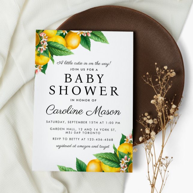 Little Cutie Lemon Citrus Summer Baby Shower Inbjudningar (Skapare uppladdad)