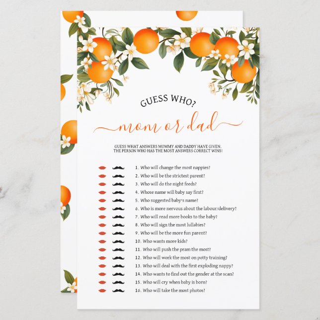 Little cutie mamma eller Baby Baby dusch-spel (Fram/baksida)