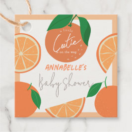 Little Cutie Modern Orange Baby Shower Gåvor Etiketter