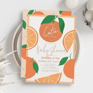 Little Cutie Modern Orange Baby Shower Inbjudningar
