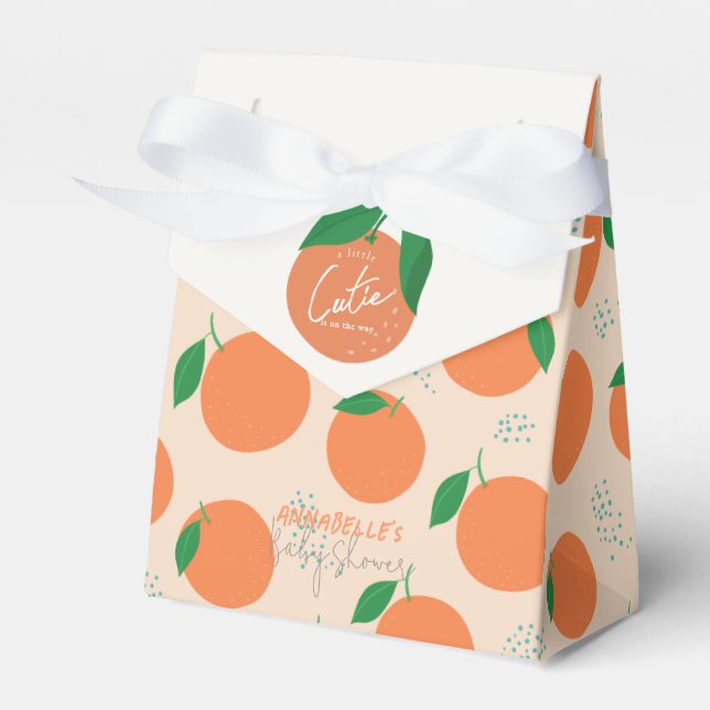 Little Cutie Modern Orange Baby Shower Presentaskar (Framsidan Sidan)