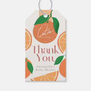 Little Cutie Modern Orange Baby Shower Presentetikett