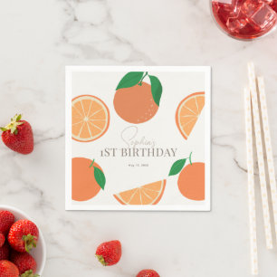 Little Cutie Modern Orange Birthday Pappersservett