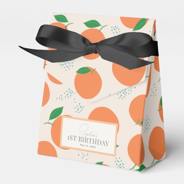 Little Cutie Modern Orange Birthday Presentaskar (Framsidan Sidan)