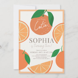 Little Cutie Modern Orange Girl Birthday Inbjudningar
