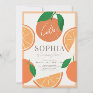Little Cutie Modern Orange Girl Birthday Inbjudningar