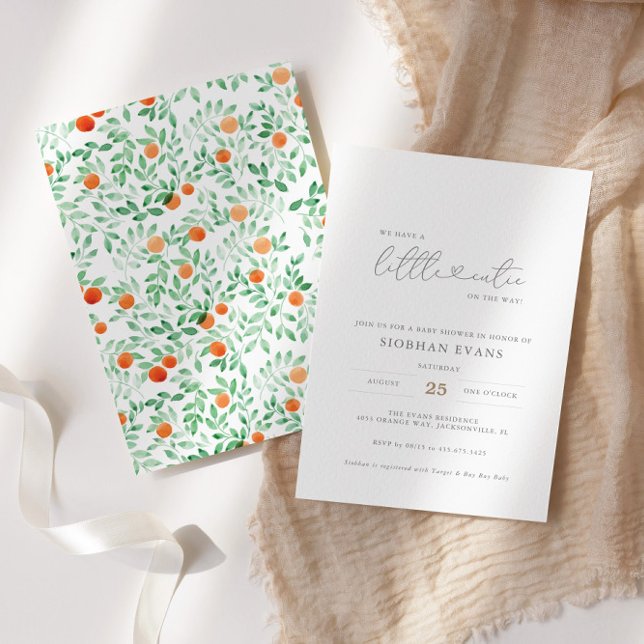 Little Cutie Modern Watercolor Baby Shower Inbjudningar (Skapare uppladdad)