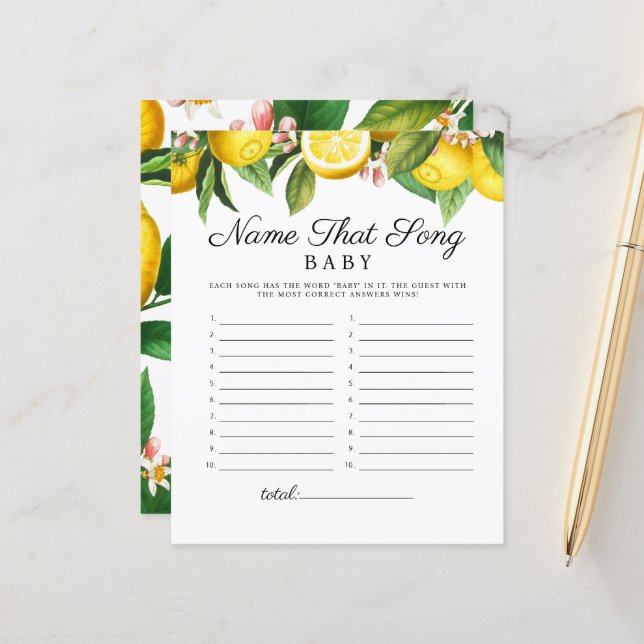 Little Cutie Namn Sång Baby Shower Game (Fram/Back In Situ)