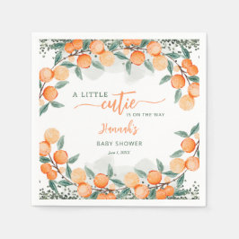Little Cutie on the way Orange Baby Shower Pappersservett