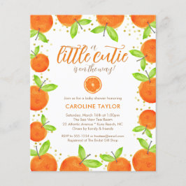 Little Cutie on Way Orange Baby Shower-inbjudan