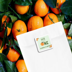 Little Cutie Orange 1:a födelsedagen Fyrkantigt Klistermärke