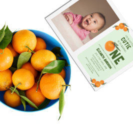 Little Cutie Orange 1:a födelsedagen Inbjudningar