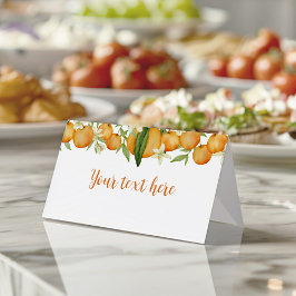 Little Cutie Orange 1st Birthday Food Place Placeringskort
