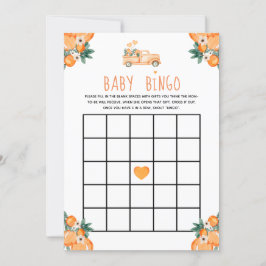 Little Cutie Orange Baby Shower Baby Bingo Inbjudningar