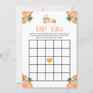 Little Cutie Orange Baby Shower Baby Bingo Inbjudningar