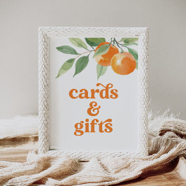 Little Cutie Orange Baby Shower Cards and Gifts Poster