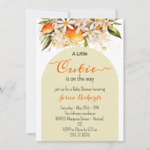 Little Cutie Orange Baby Shower Citrus Tangerines Inbjudningar